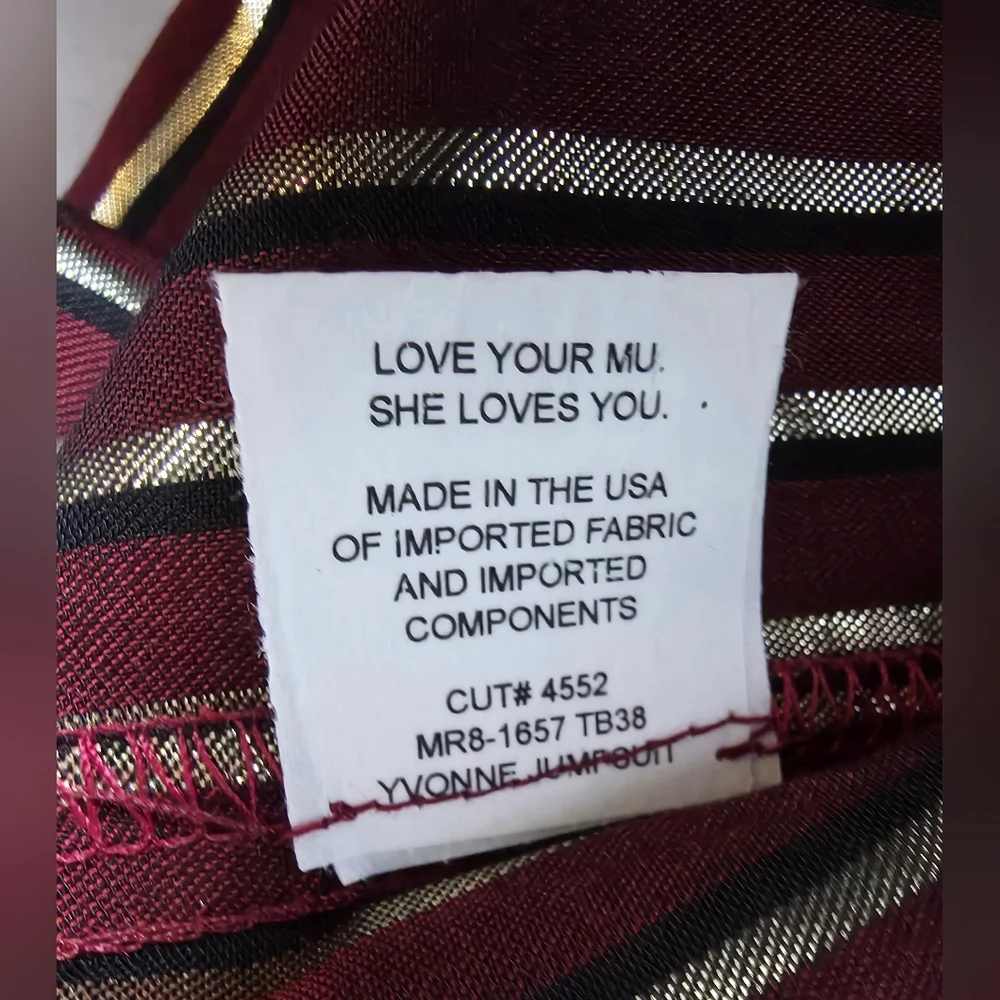 NWT Show Me Your MuMu Yvonne Metallic Striped Jumpsuit Size Small